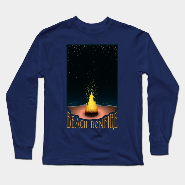 Beach Bonfire Long Sleeve T-Shirt by RudDesigns